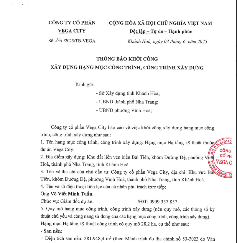 Thông báo khởi công dự án La Tiên Villa